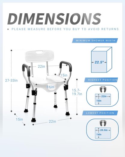 SHOWER CHAIR WITH BACK AND ARMS