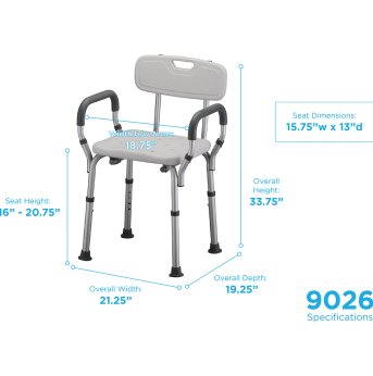 SHOWER CHAIR WITH BACK AND ARMS
