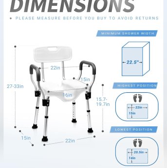 SHOWER CHAIR WITH BACK AND ARMS